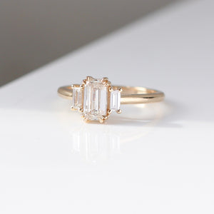1.00ct Cut Corner Rectangle Step Cut <br><b> Yuliya Chorna Jewellery </b>| Trilogy Diamond Ring