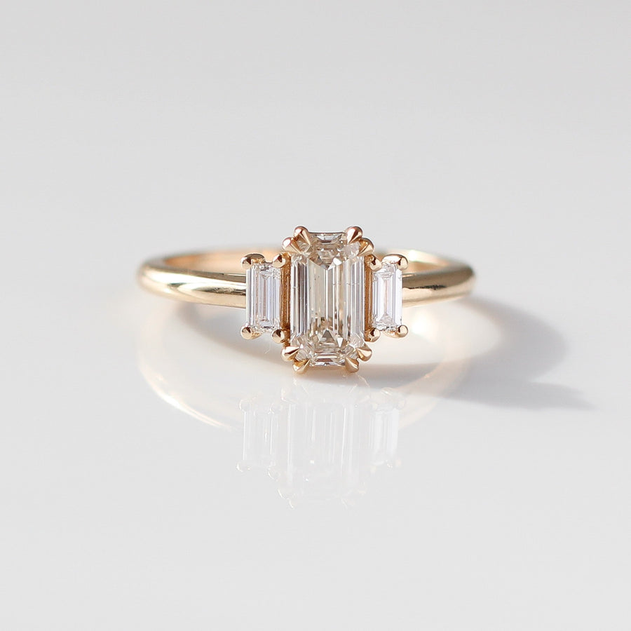 1.00ct Cut Corner Rectangle Step Cut <br><b> Yuliya Chorna Jewellery </b>| Trilogy Diamond Ring