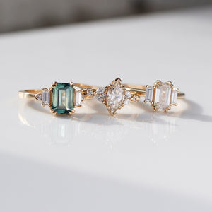 1.00ct Cut Corner Rectangle Step Cut <br><b> Yuliya Chorna Jewellery </b>| Trilogy Diamond Ring