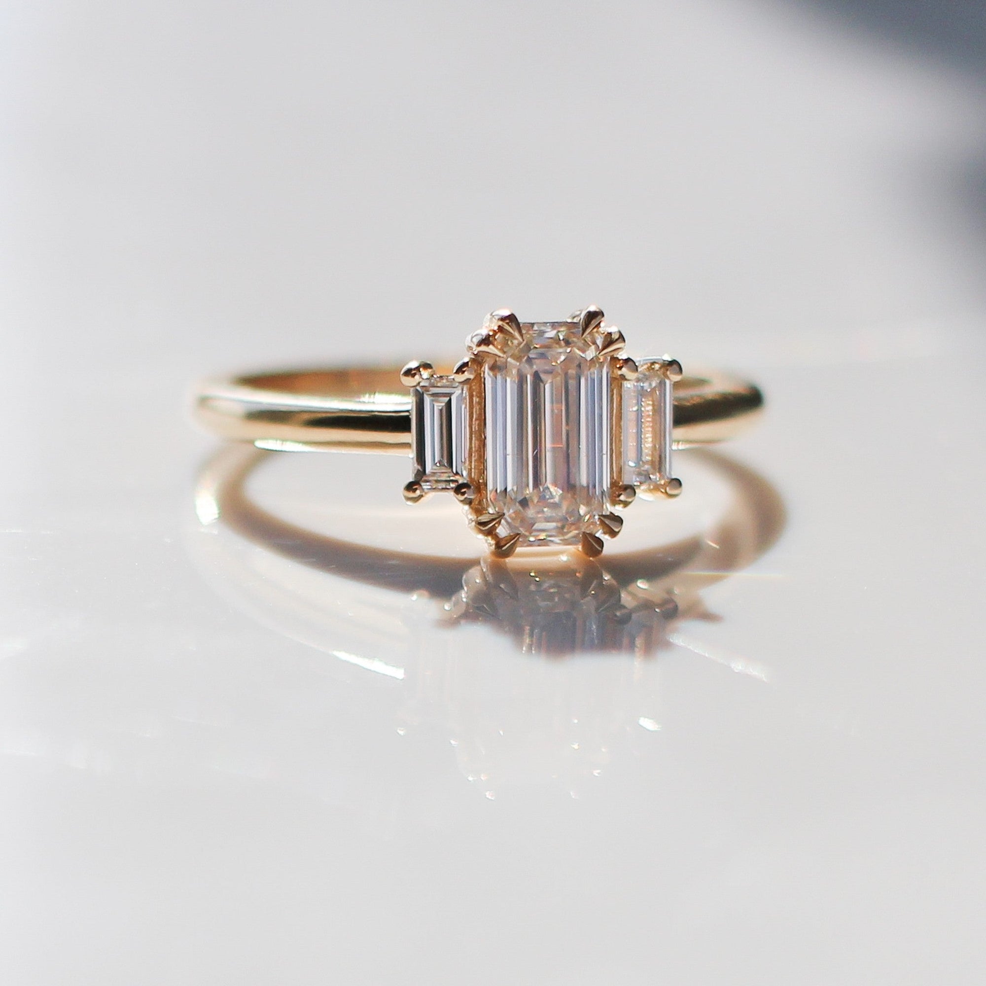 1.00ct Cut Corner Rectangle Step Cut <br><b> Yuliya Chorna Jewellery </b>| Trilogy Diamond Ring