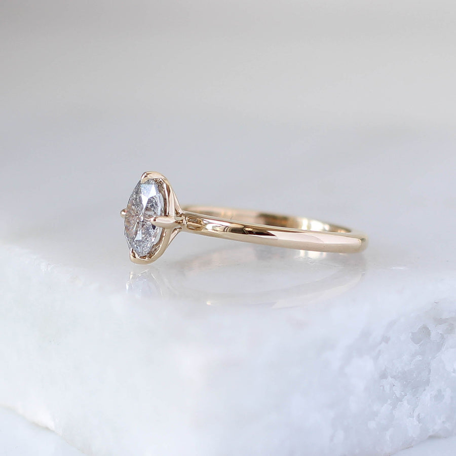Oval salt and pepper diamond engagement ring