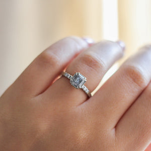 1.18ct Emerald Cut Salt & Pepper Diamond Ring - ready to ship - Yuliya Chorna Jewellery