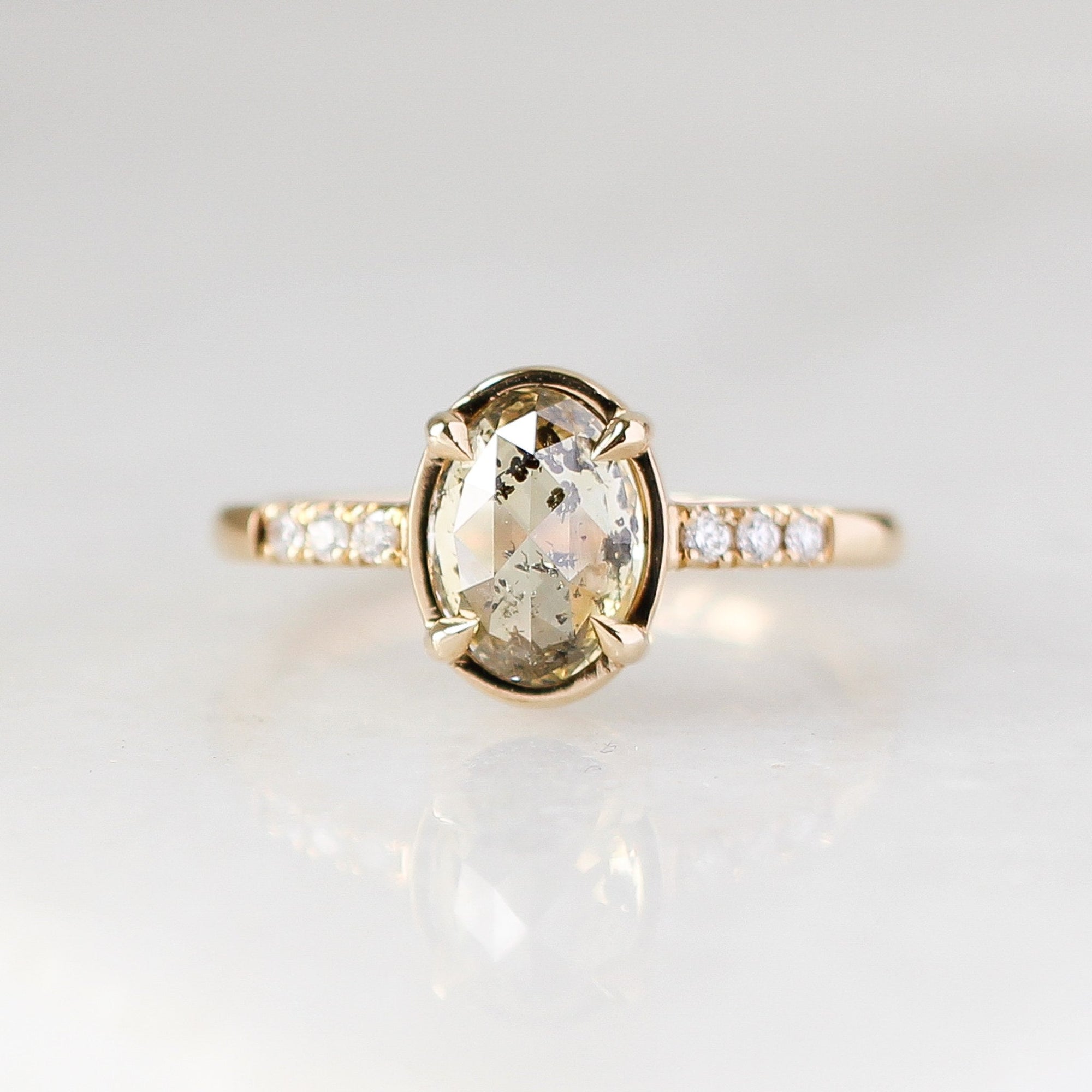  Oval Champagne Salt & Pepper Diamond Ring front view