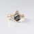 Hexagon Cut Black Diamond Ring  with diamond gold band detail view