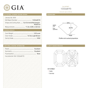 2.03ct 11.26x8.85x2.46mm GIA Type IIa VVS2 N Cut Corner Rectangle Step Cut 27403-01