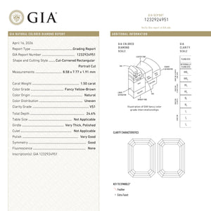 1.50ct 8.58x7.77x1.91mm GIA VS1 Fancy Yellow-Brown Cut Corner Rectangle Portrait Cut 28017-01