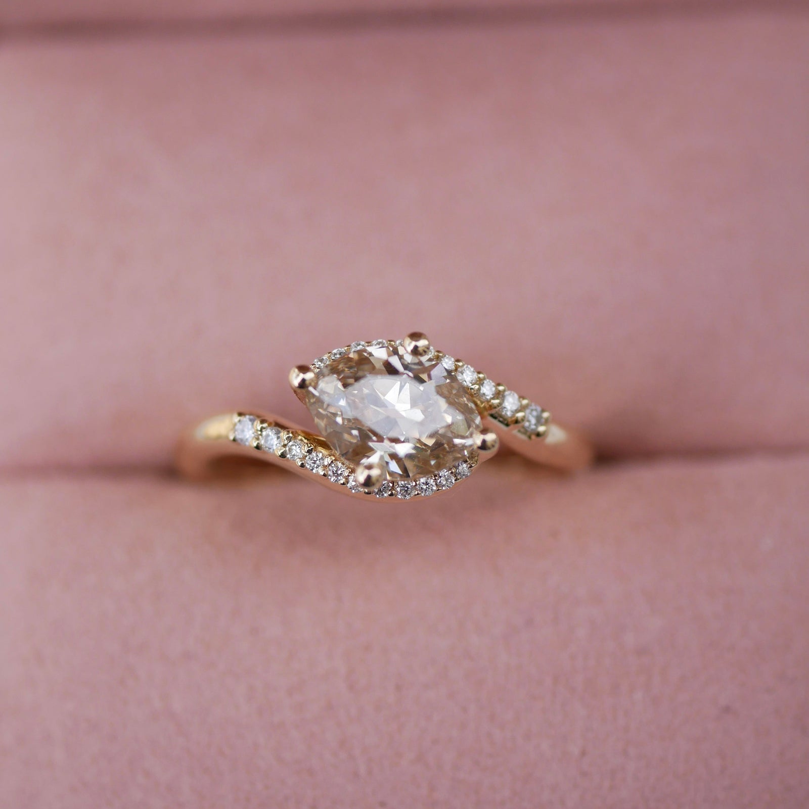 1.12ct Modern Antique Moval Brilliant<br><b> Emily Warden Designs</b> | Moval Pavé Nautilus