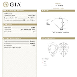 1.05ct 9.23x5.54x3.46mm GIA VS2 Y-Z Pear Brilliant 27371-01