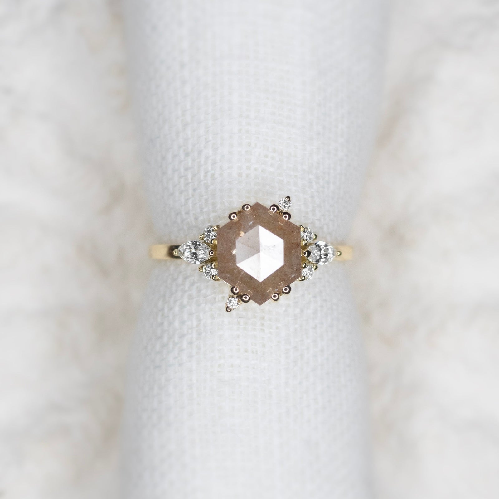 1.67ct Rustic Hexagon Diamond Ancient Light Ring - Lelya - bespoke engagement and wedding rings made in Scotland, UK