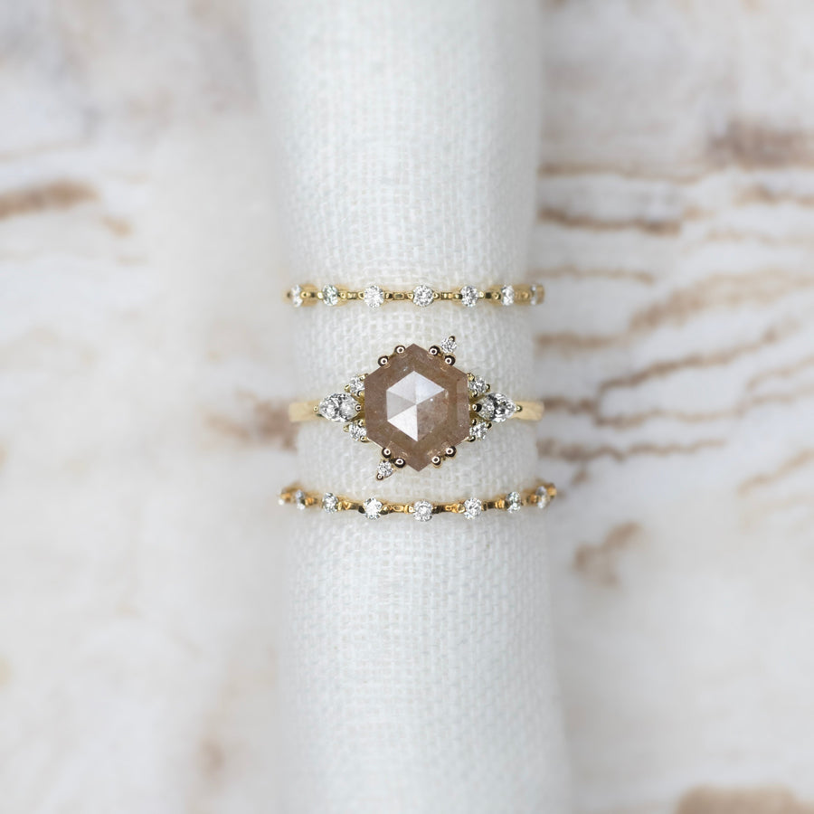 1.67ct Rustic Hexagon Diamond Ancient Light Ring - Lelya - bespoke engagement and wedding rings made in Scotland, UK