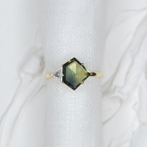 1.67ct Shield Sapphire Forest Star Ring - Lelya - bespoke engagement and wedding rings made in Scotland, UK