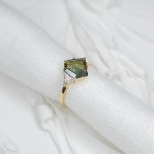1.67ct Shield Sapphire Forest Star Ring - Lelya - bespoke engagement and wedding rings made in Scotland, UK