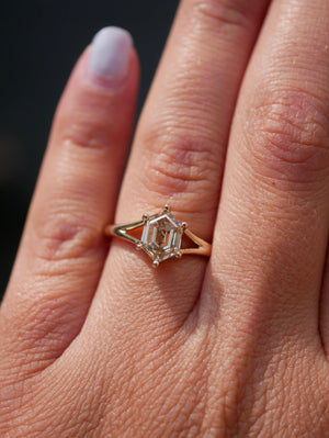 Hexagon Diamond Split Shank Ring