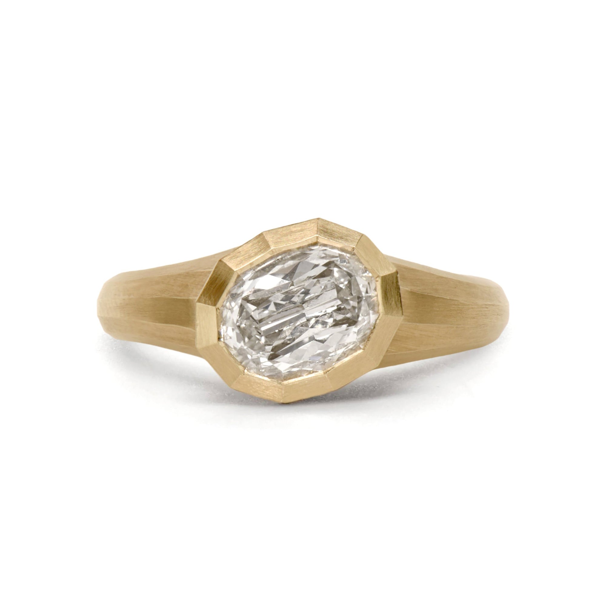 McCaul | Faceted Arris Ring <br> 1.01ct Oval Brilliant