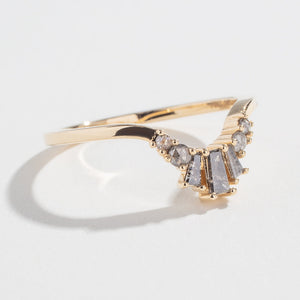 7pc Salt and Pepper Diamonds <br><b>Angela Monaco Jewelry </b>| Crown Contour Wedding Band