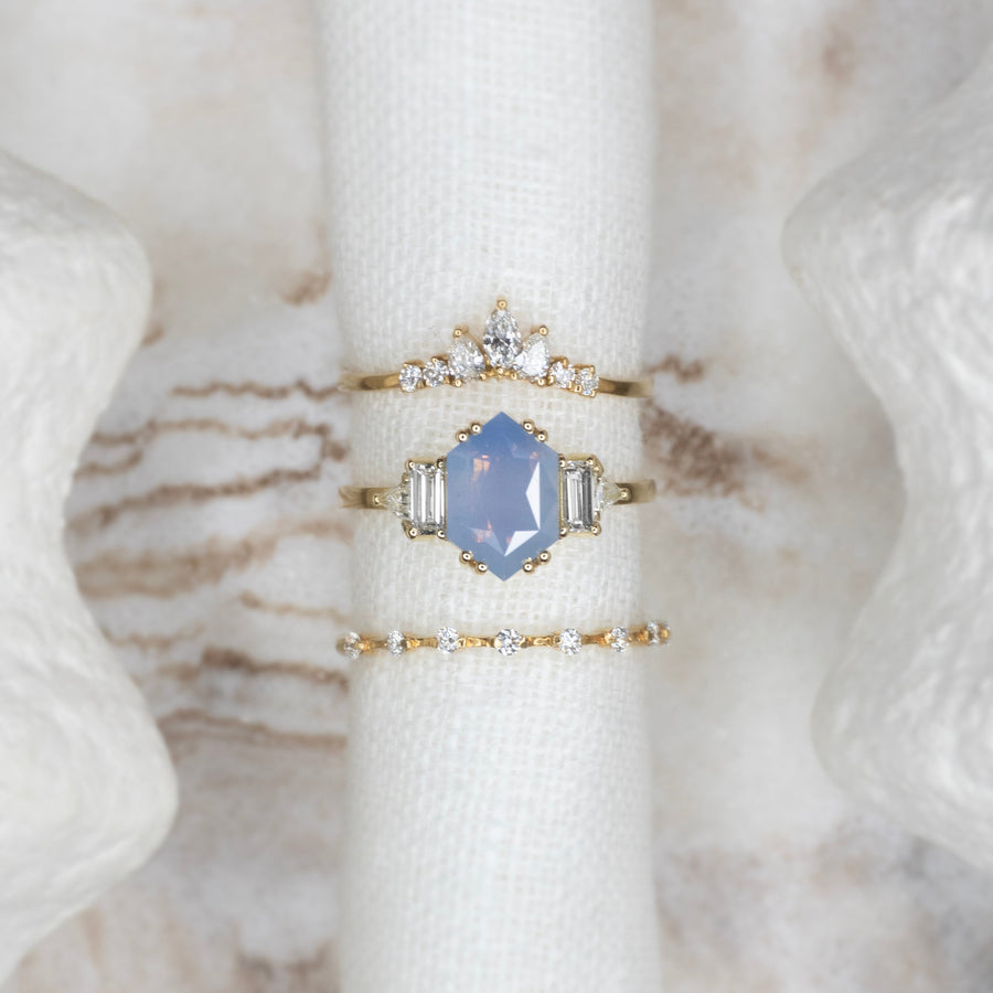2.04ct Hexagon Sapphire Moonlight's Hush Ring - Lelya - bespoke engagement and wedding rings made in Scotland, UK