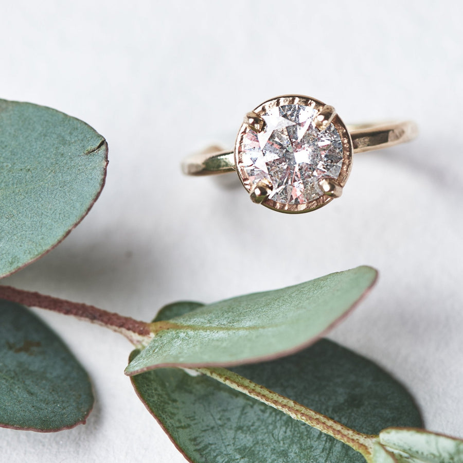 1.80ct Round Brilliant <br><b> Melissa Tyson Designs </b>| Silver Lining Hammered Halo Engagement Ring