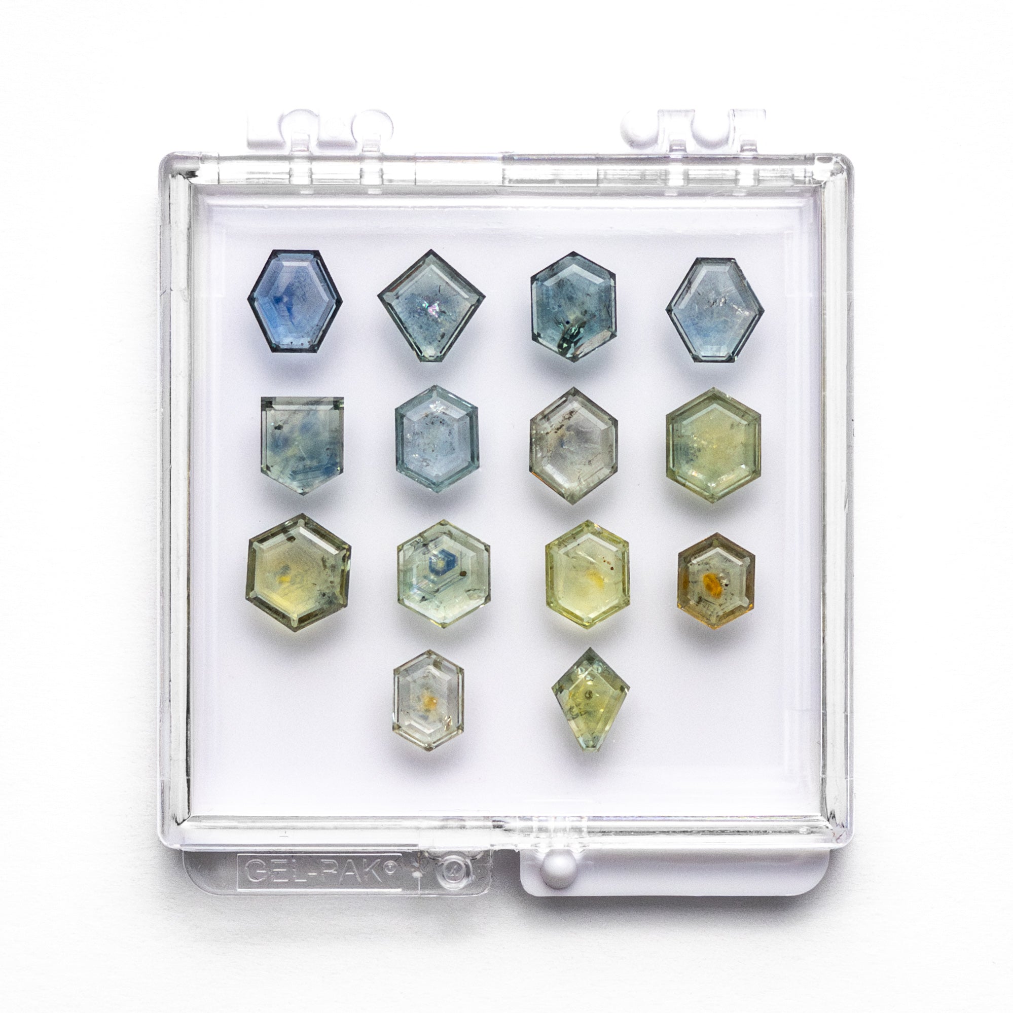 22.62cttw 14pc Geometric Portrait Cut Sapphire Parcel 23427-07