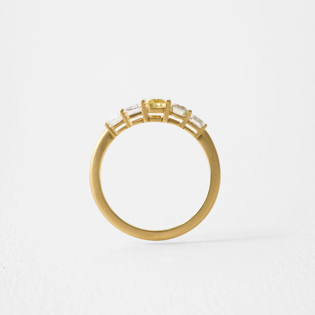 0.76ct Cut Corner Rectangle Step Cut Sapphire<br><b> June Rings </b>| Sapphire & Diamond Five-Stone