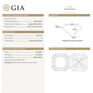 1.00ct 5.50x5.35x3.62mm GIA IF H Cut Corner Rectangle Step Cut 28331-01
