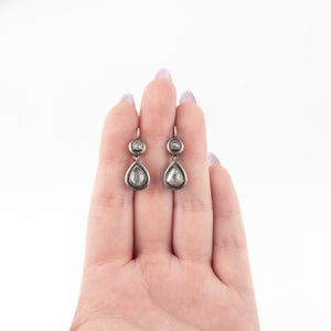 1.10cttw Antique Rosecuts 9K Yellow Gold and Silver Drop Earrings 27420-01