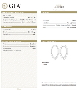 1.27ct 10.22x6.81x1.99mm GIA VS1 Q-R Geo Pear Portrait Cut 28329-01