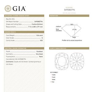 1.06ct 7.14x6.08x2.91mm GIA VS2 G Modern Antique Old Mine Cut 25163-01