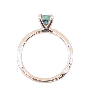 0.85ct Oval Precision Cut Ocean Blue Montana Sapphire Evergreen Carved 4 Prong Solitaire in 14k Yellow Gold