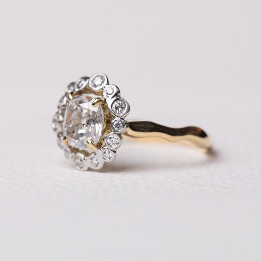 1.12ct Modern Antique Old Mine Cut <br><b> Ileava Jewelry </b>| Water Bubble Halo Ring