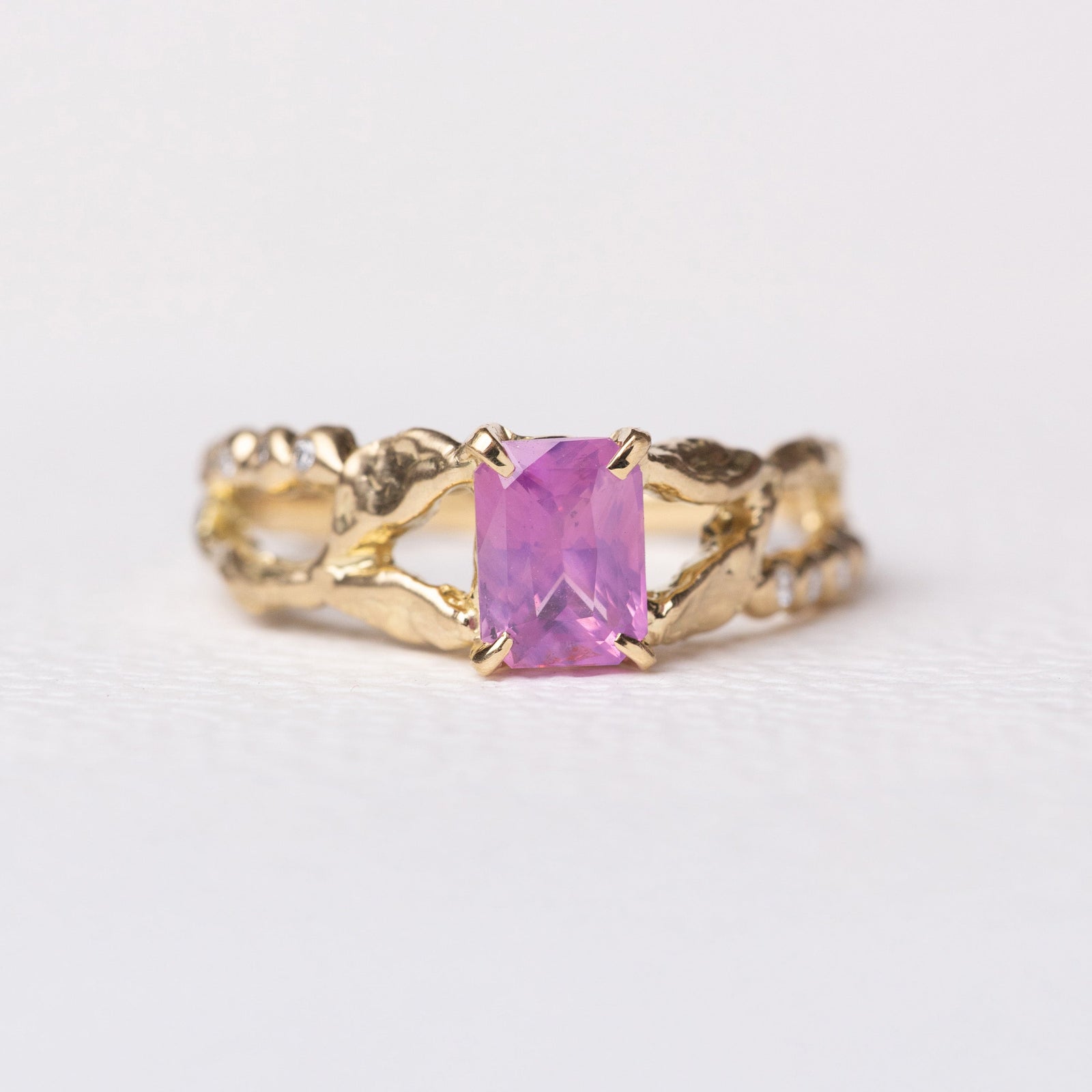 1.01ct Cut Corner Rectangle Brilliant Sapphire <br><b> Ileava Jewelry </b>| Mina Ring Supported by Sprouts