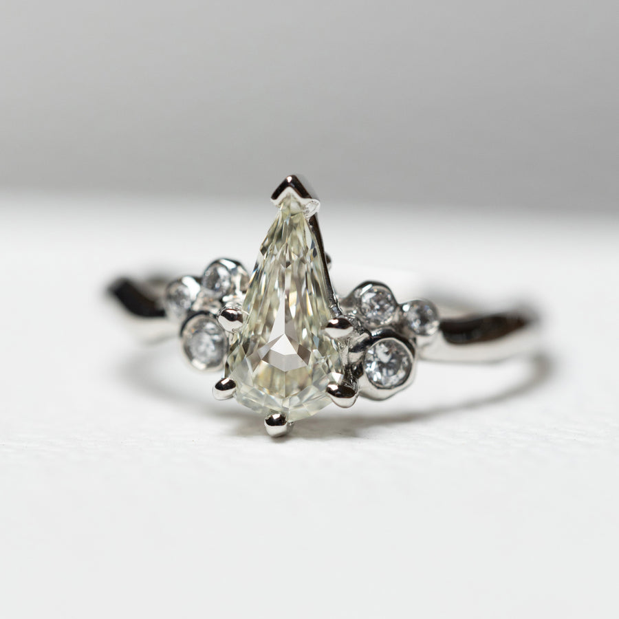1.01ct Geo Pear Step Cut <br><b> Ileavea Jewelry </b>| Water with Berries Platinum Ring