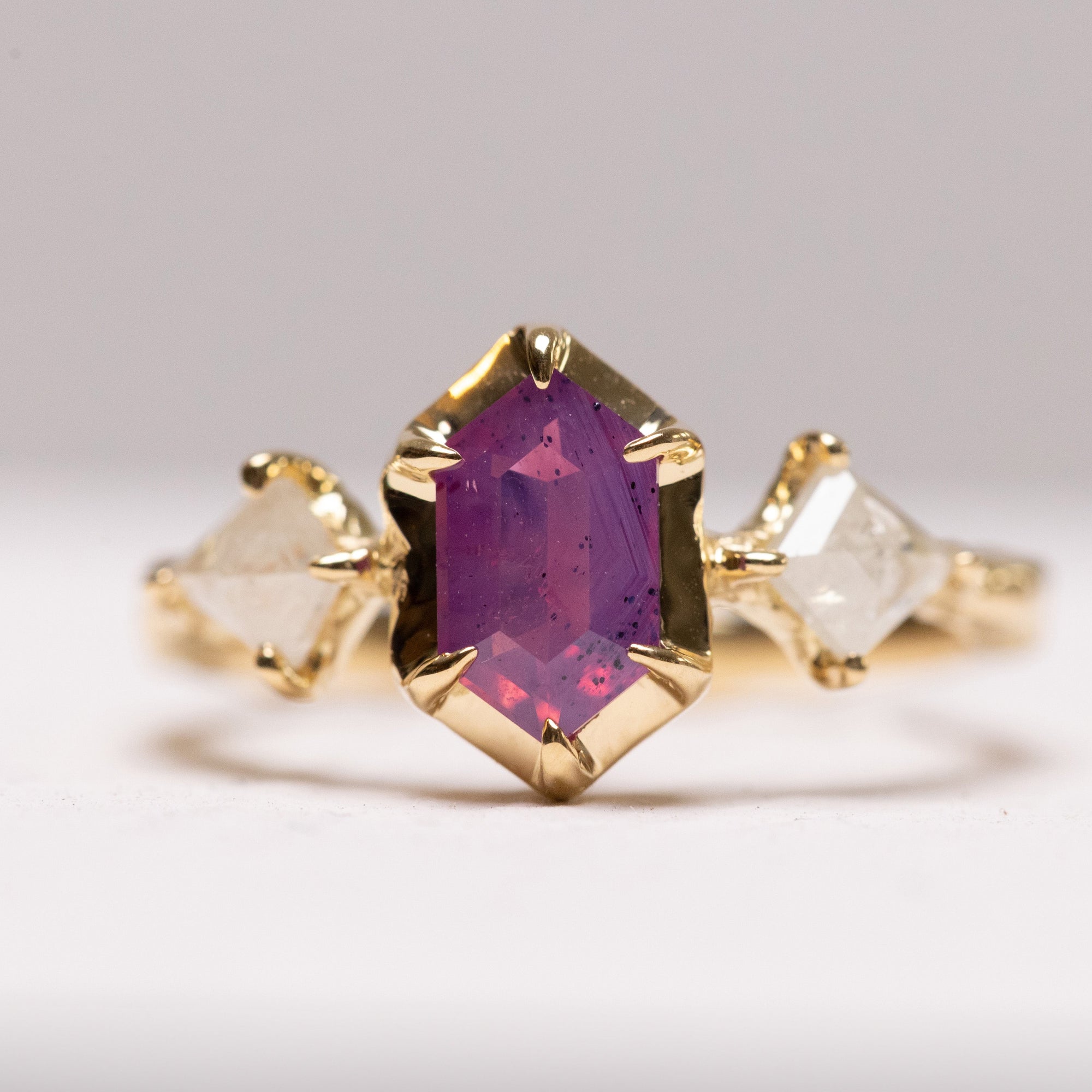 1.09ct Hexagon Step Cut Sapphire <br><b> Ileava Jewelry </b>| Three-Stone Ring