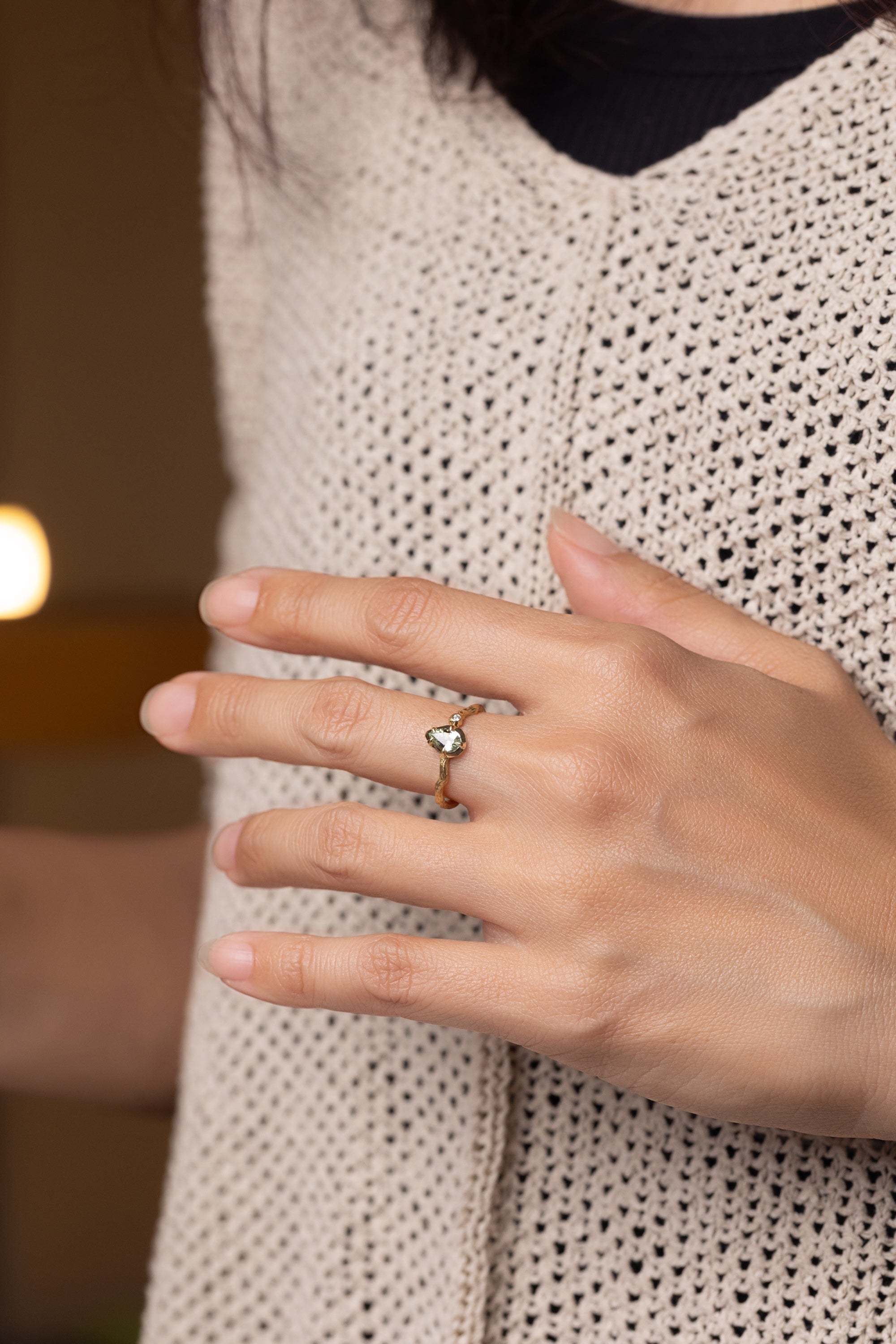 0.45ct Pear Brilliant Sapphire <br><b> Ileava Jewelry</b> | Branch Ring