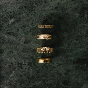 0.71ct Modern Antique Moval Brilliant <br><b>Emily Warden Designs</b> | Moval Diamond Grooved Cigar Band