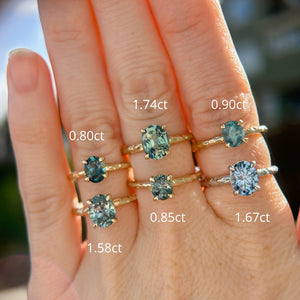 0.80ct Oval Precision Cut Blue Montana Sapphire Evergreen Carved 4 Prong Solitaire in 14k Yellow Gold