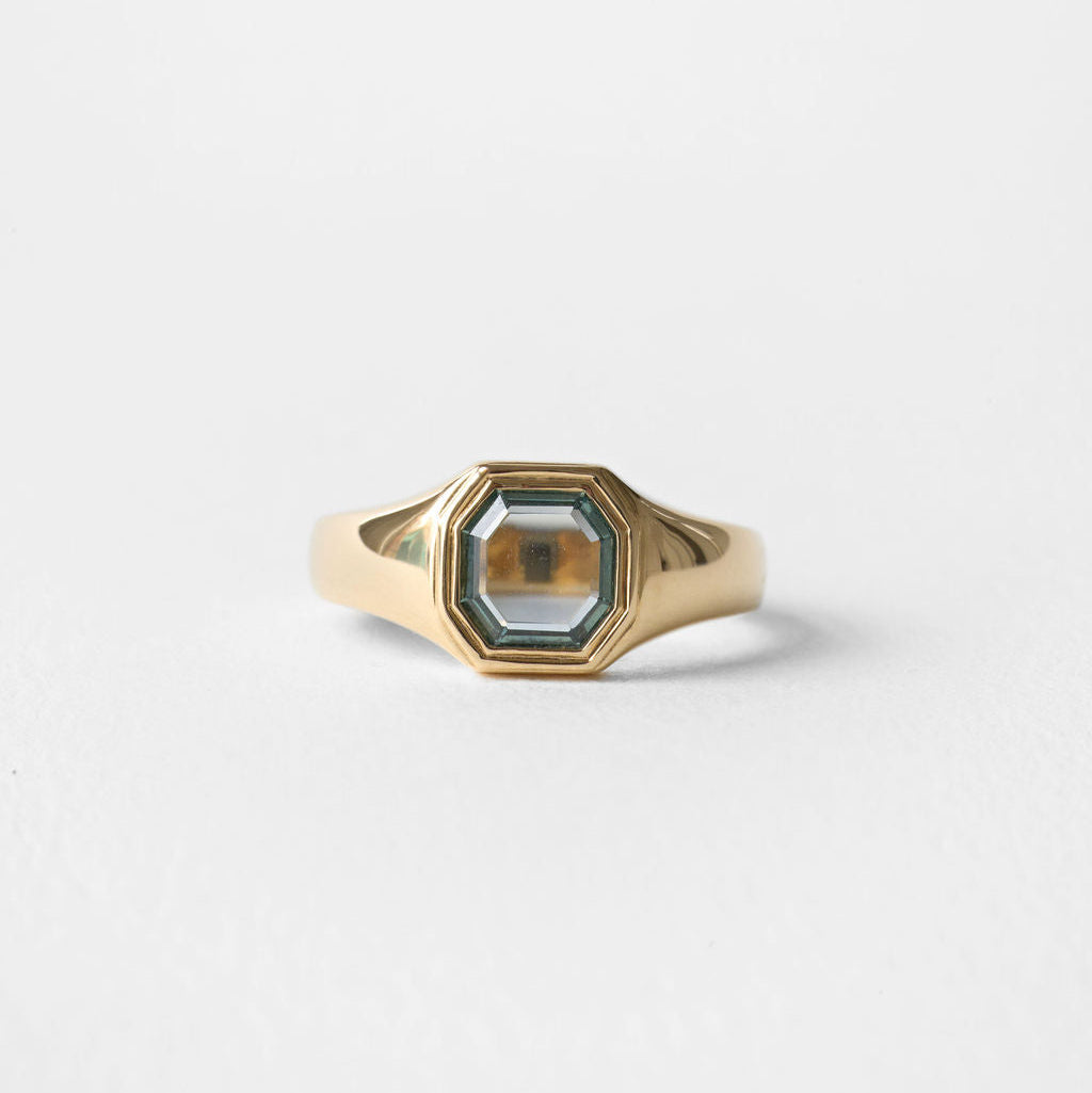 1.18ct Cut Corner Square Portrait Cut Sapphire <br><b> June Rings </b>| Portrait Signet Ring