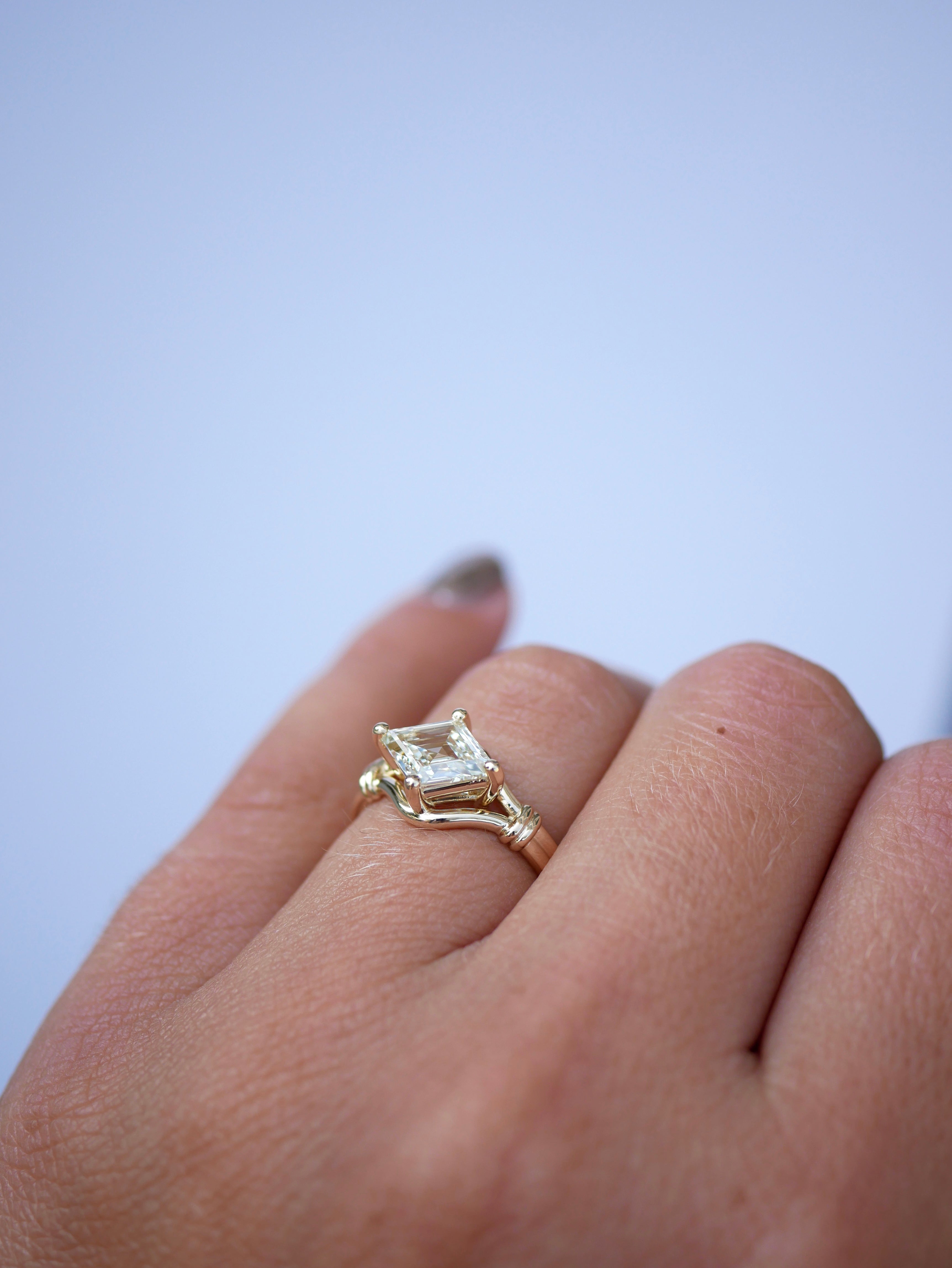 1.21ct GIA IF Lozenge Step Cut <br><b> Emily Warden Designs </b>| Flawless Lover’s Knot Ring