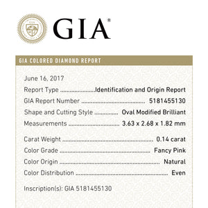 0.14ct 3.63x2.68x1.82mm GIA Fancy Pink Oval Brilliant 🇦🇺 24088-01