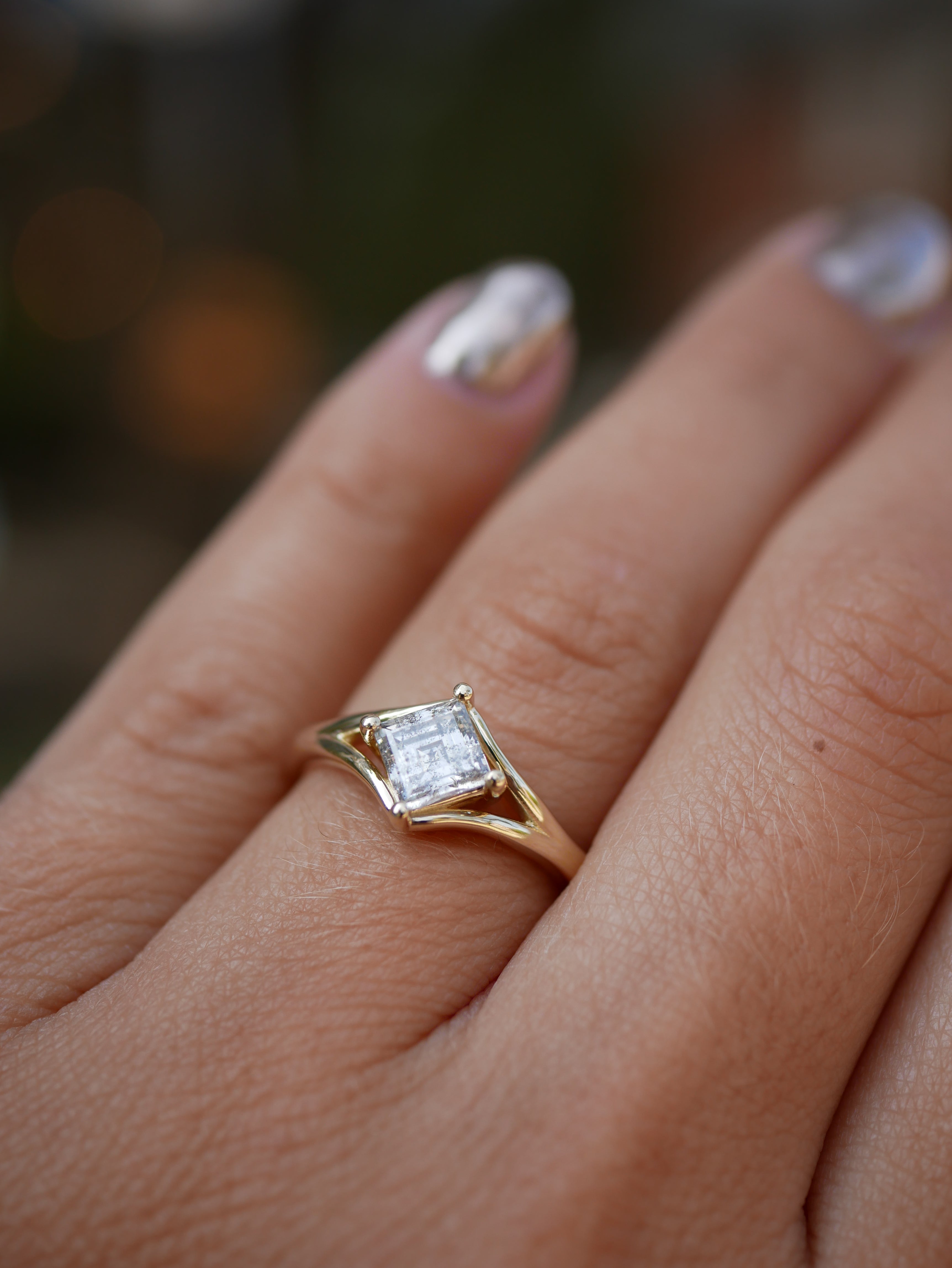 0.87ct Carré Step Cut <br><b> Emily Warden Designs </b>| Split Shank Ring