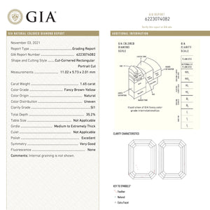 1.65ct 11.02x5.73x2.01mm GIA SI1 Fancy Brown-Yellow Cut Corner Rectangle Portrait Cut 24219-01