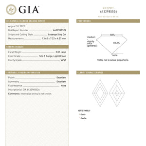 2.01ct 13.62x7.22x4.27mm GIA VVS1 S-T Lozenge Step Cut 22624-01