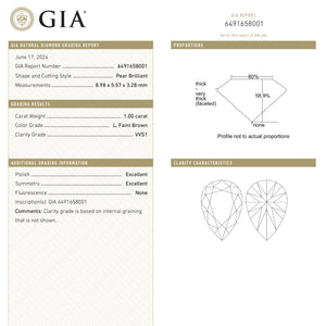 1.00ct 8.98x5.57x3.28mm GIA VVS1 L Pear Brilliant 27373-01