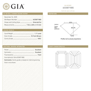 1.11ct 7.36x4.80x3.13mm GIA VVS1 M Cut Corner Rectangle Step Cut 27370-01