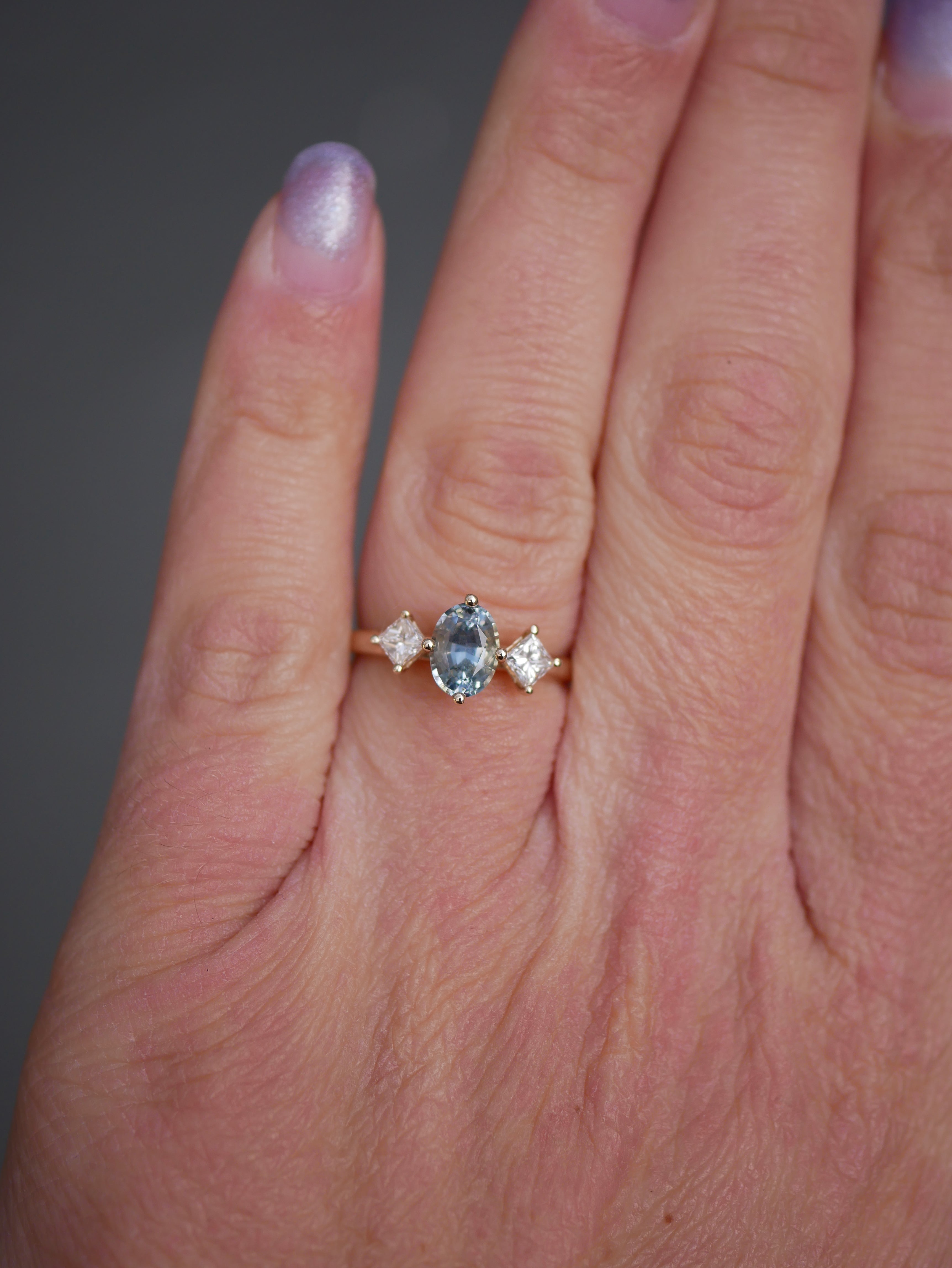 1.18ct Oval Brilliant Sapphire<br><b> Emily Warden Designs <b>| Sapphire Compass Ring