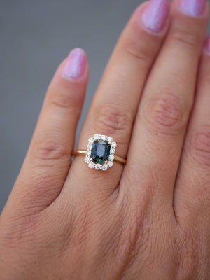 Teal Sapphire Diana Ring