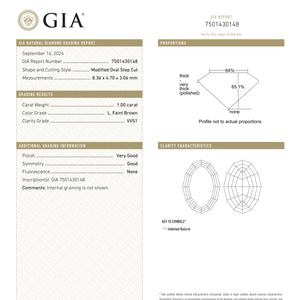 1.00ct 8.36x4.70x3.06mm GIA VVS1 L Geo Oval Step Cut 25787-01
