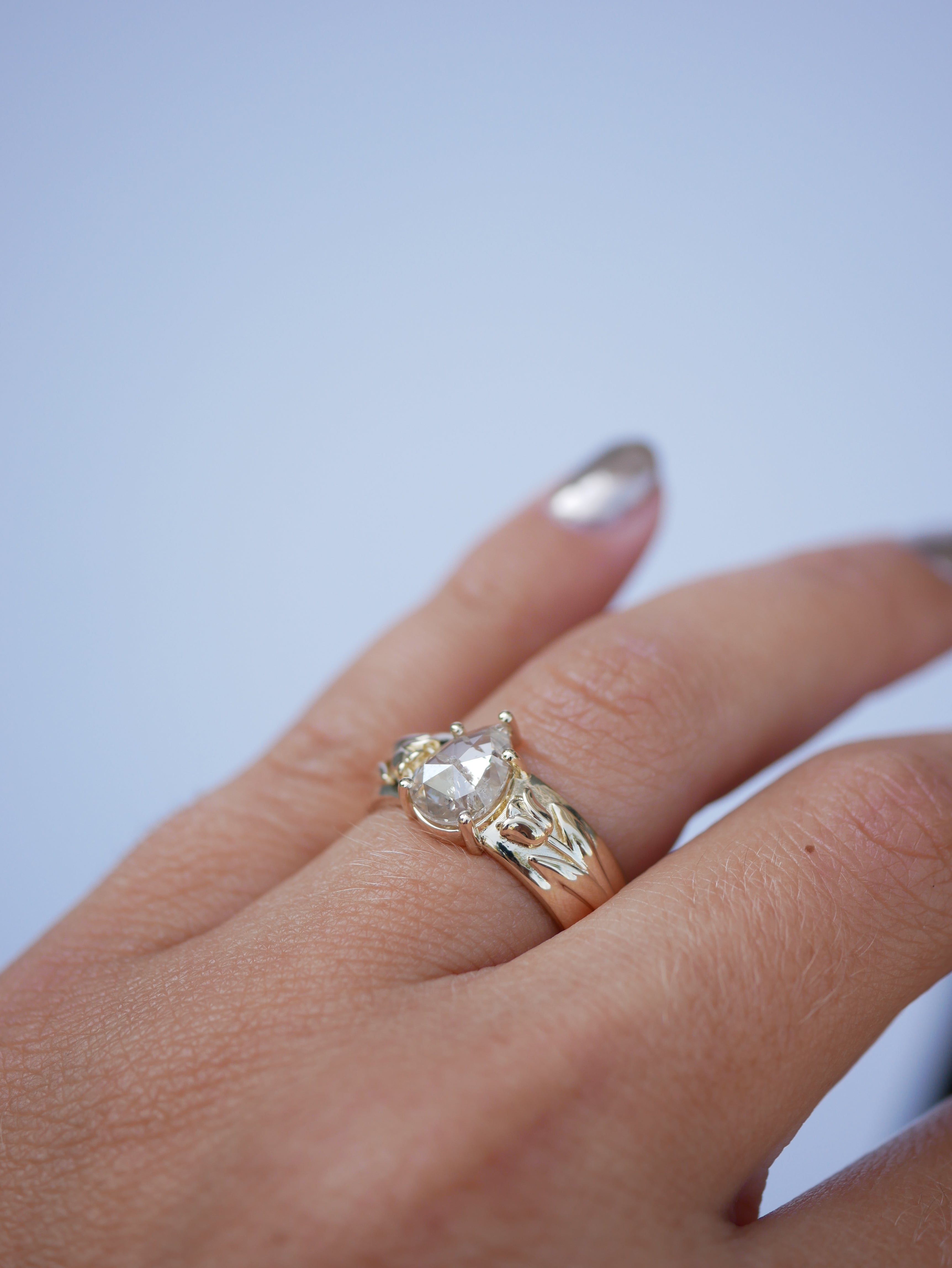 1.31ct Pear Rosecut <br><b> Emily Warden Designs </b> | Diamond Tulip Ring