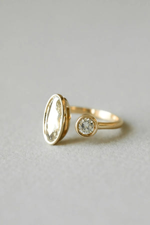 1.00ct Moval Brilliant <br><b>June Rings</b> | Antique Moval & Round Ring