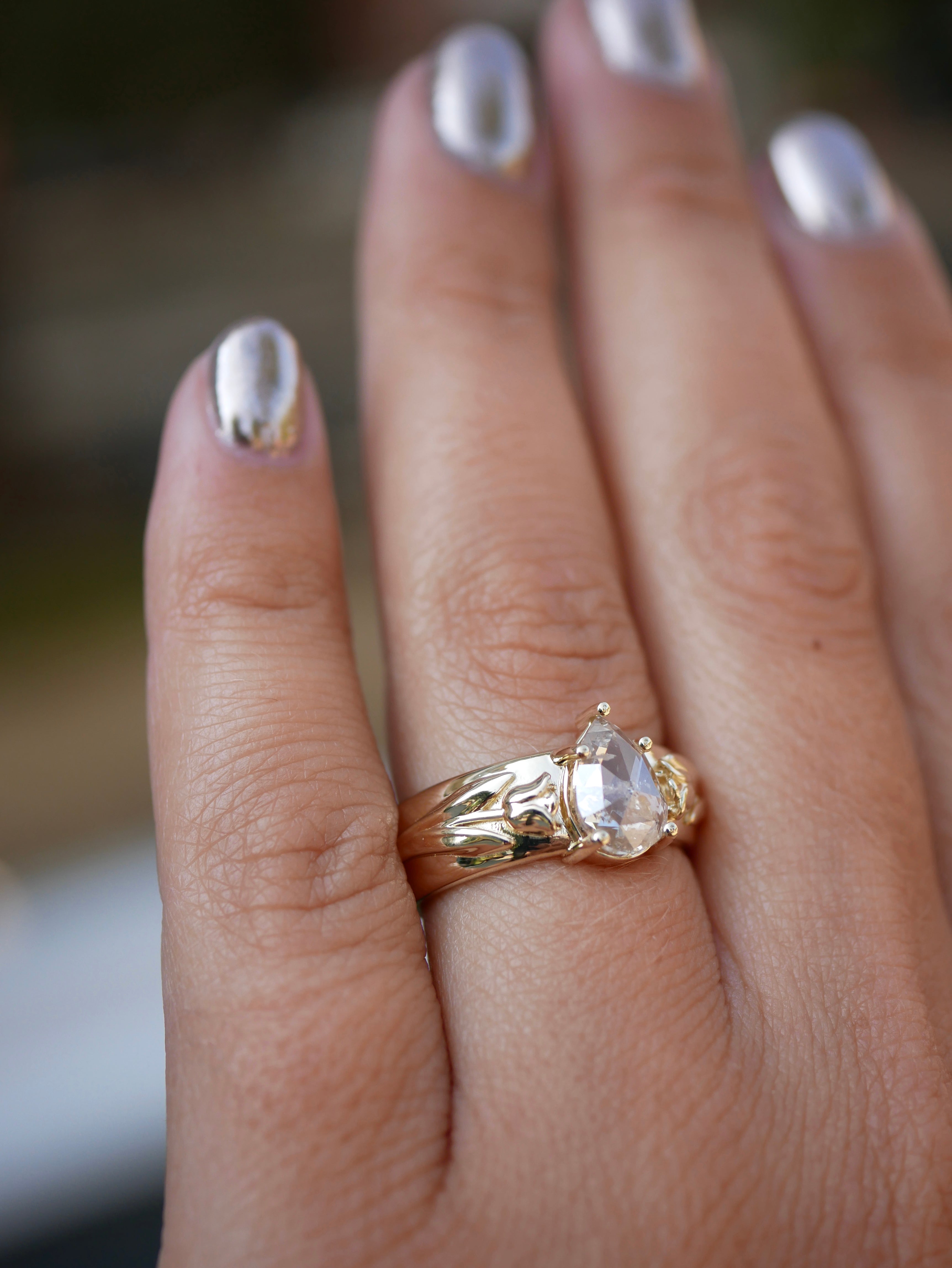 1.31ct Pear Rosecut <br><b> Emily Warden Designs </b> | Diamond Tulip Ring