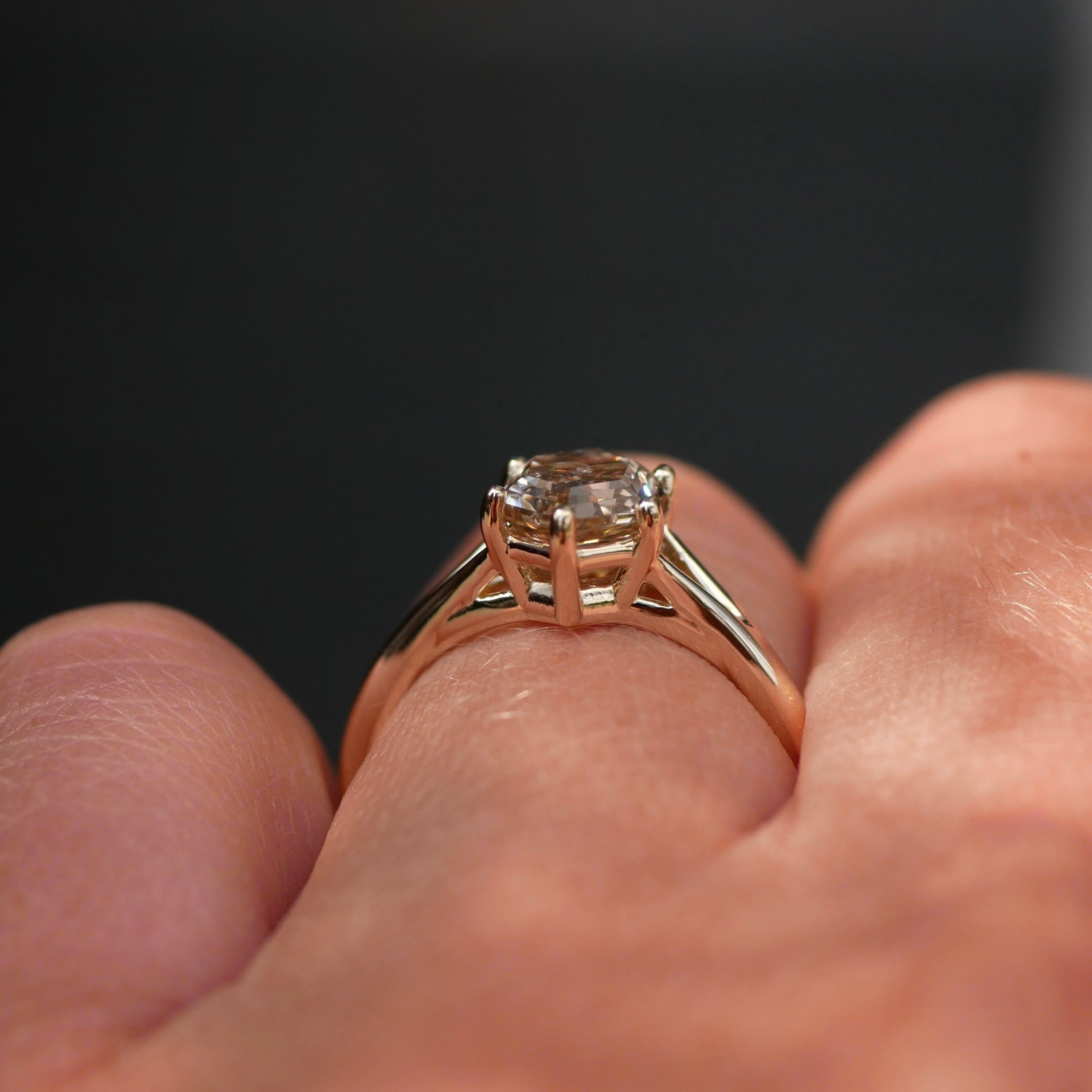 1.56ct Hexagon Step Cut<br><b> Emily Warden Designs </b>| Hexagon Diamond Split Shank Ring